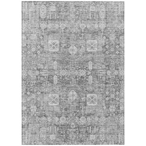 3' X 5' Gray Silver And Charcoal Oriental Washable Indoor Outdoor Area Rug
