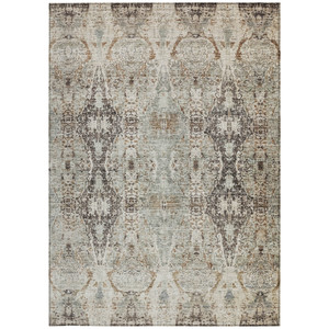 3' X 5' Linen Black And Brown Floral Washable Indoor Outdoor Area Rug