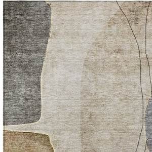 5' X 8' Taupe Beige And Gray Abstract Washable Indoor Outdoor Area Rug - 608219249786