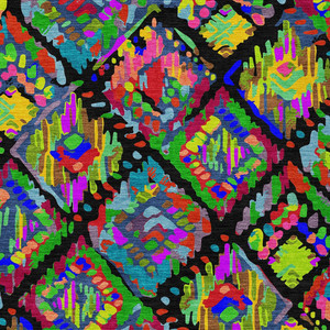 5' X 8' Black Yellow And Green Geometric Washable Indoor Outdoor Area Rug