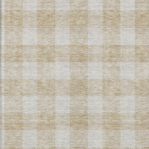 5' X 8' Beige And Gray Plaid Washable Indoor Outdoor Area Rug