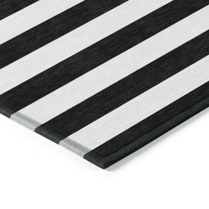3' X 5' Black and White Striped Washable Non Skid Indoor Outdoor Area Rug