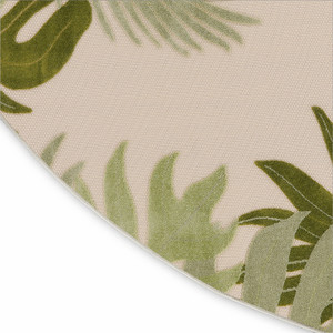 5' Ivory And Green Round Palm Leaf Indoor Outdoor Area Rug - 880016445756