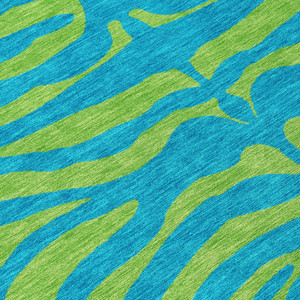 5' X 8' Teal Blue And Green Animal Print Washable Indoor Outdoor Area Rug - 608219240585