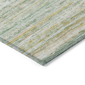 5' X 8' Mint Green Striped Washable Indoor Outdoor Area Rug