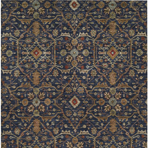 5' X 8' Navy Blue Brown And Red Floral Washable Indoor Outdoor Area Rug - 880016836554