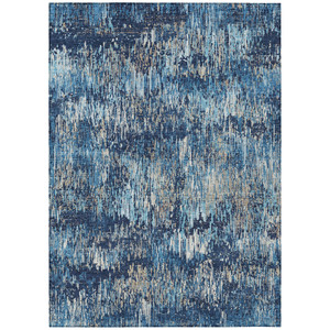 5' X 8' Navy Blue And Denim Blue Striped Washable Indoor Outdoor Area Rug - 880016700107