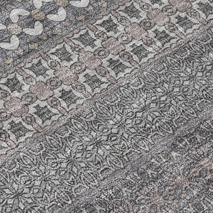 3' X 5' Gray Striped Washable Non Skid Indoor Outdoor Area Rug