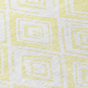 5' X 8' Yellow And Ivory Geometric Washable Indoor Outdoor Area Rug - 606114952565