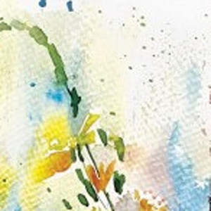 33" Blue White And Yellow Solid Wood Watercolor Floral Garden Stake - 880016676174