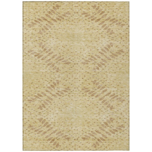 3' X 5' Gold Beige And Taupe Floral Washable Indoor Outdoor Area Rug - Gold, Beige, Taupe