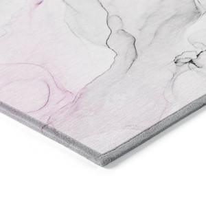 8' Runner Gray and Pink Abstract Washable Non Skid Indoor Outdoor Runner Rug - Gray, Pink