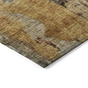 5' X 8' Khaki Charcoal And Terra Cotta Abstract Washable Indoor Outdoor Area Rug