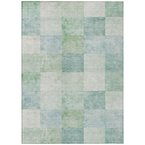 5' X 8' Blue Geometric Washable Indoor Outdoor Area Rug Transitional Style - Blue Color