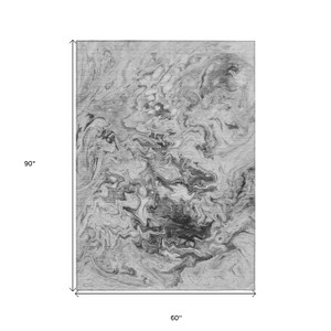 5' X 8' Gray Charcoal And Silver Abstract Washable Indoor Outdoor Area Rug - 608219038984