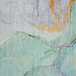 2' X 3' Teal Abstract Washable Non Skid Indoor Outdoor Area Rug Transitional Style - Teal Blue Color