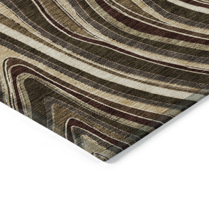 3' X 5' Brown And Ivory Abstract Washable Indoor Outdoor Area Rug - 608219161910