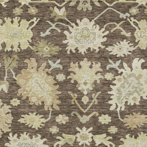 3' X 5' Chocolate And Beige Floral Washable Indoor Outdoor Area Rug - 880016832020
