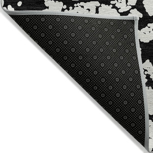 5' X 8' Black And Ivory Abstract Washable Indoor Outdoor Area Rug - Black, Ivory