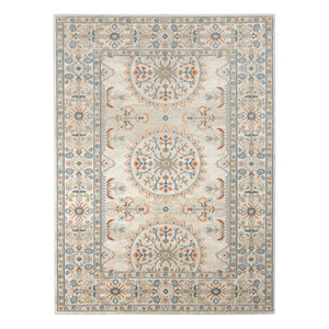 2' X 3' Blue and Orange Medallion Stain Resistant Indoor Outdoor Area Rug