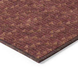 5' X 8' Burgundy Geometric Washable Non Skid Indoor Outdoor Area Rug