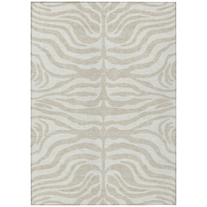 3' X 5' Beige And Tan Animal Print Washable Indoor Outdoor Area Rug