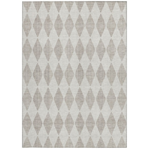3' X 5' Beige Geometric Washable Indoor Outdoor Area Rug