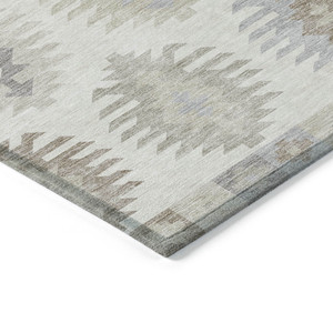 3' X 5' Ivory Khaki And Gray Southwestern Washable Indoor Outdoor Area Rug