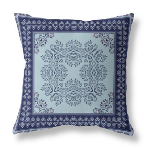 20"x20" Light Blue Indigo Purple Blown Seam Broadcloth Floral Throw Pillow