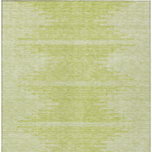3' X 5' Artichoke Green And Ivory Abstract Washable Indoor Outdoor Area Rug