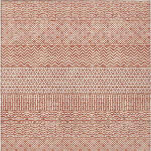 3' X 5' Salmon And Ivory Chevron Washable Indoor Outdoor Area Rug