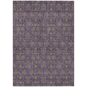 5' X 8' Purple Beige And Taupe Floral Washable Indoor Outdoor Area Rug