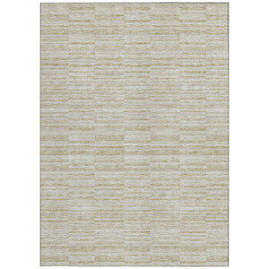 5' X 8' Taupe Beige And Tan Striped Washable Indoor Outdoor Area Rug