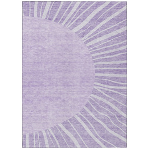 5' X 8' Lavender And Purple Abstract Washable Indoor Outdoor Area Rug