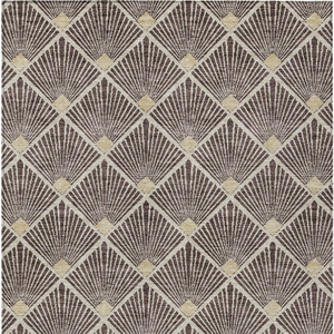 3' X 5' Brown And Beige Geometric Washable Indoor Outdoor Area Rug Transitional Style - Brown, Beige Color