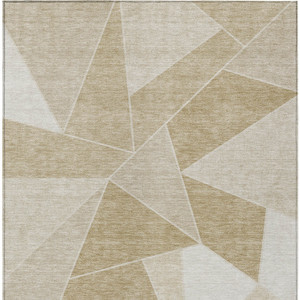 3' X 5' Beige Tan And Ivory Geometric Washable Indoor Outdoor Area Rug Transitional Style - Beige, Tan, Ivory Color