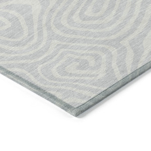 3' X 5' Silver And Gray Abstract Washable Indoor Outdoor Area Rug Transitional Style - Silver, Gray Color