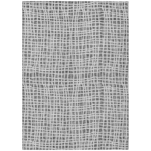 5' X 8' Gray Charcoal And Silver Striped Washable Indoor Outdoor Area Rug