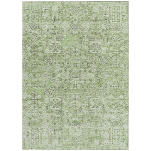 3' X 5' Artichoke Green And Olive Green Floral Washable Indoor Outdoor Area Rug
