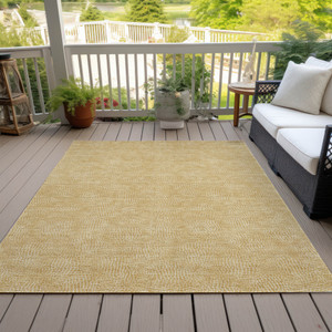5' X 8' Gold And Ivory Geometric Washable Indoor Outdoor Area Rug Transitional Style - Gold, Ivory Color