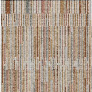 3' X 5' Rust And Ivory Striped Washable Indoor Outdoor Area Rug - 880016733082