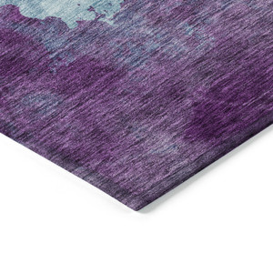 5' X 8' Sky Blue And Purple Abstract Washable Indoor Outdoor Area Rug - 880016595864