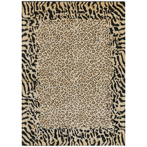 5' X 8' Gold Animal Print Washable Indoor Outdoor Area Rug