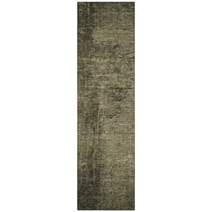8' Runner Gray Abstract Washable Non Skid Indoor Outdoor Runner Rug Transitional Style - Gray Color