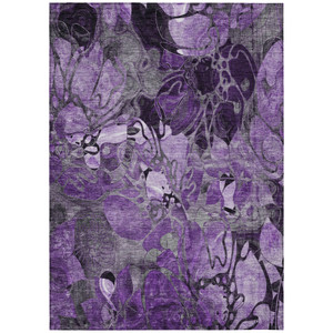 3' X 5' Purple Abstract Washable Indoor Outdoor Area Rug