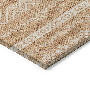 5' X 8' Terra Cotta And Beige Southwestern Washable Indoor Outdoor Area Rug