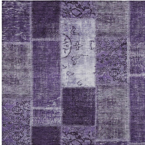 5' X 8' Purple Eggplant And Lavender Patchwork Washable Indoor Outdoor Area Rug
