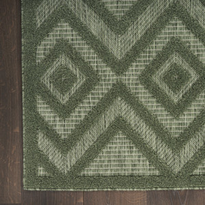 6' X 9' Dark Green And Light Green Geometric Indoor Outdoor Area Rug