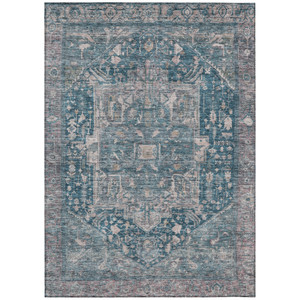 3' X 5' Blue Medallion Washable Indoor Outdoor Area Rug