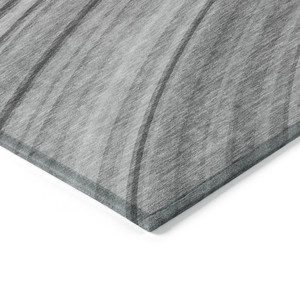5' X 8' Gray Silver And Ivory Abstract Washable Indoor Outdoor Area Rug